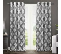 Paire de rideaux occultants illets exclusifs Home Medallion, 132 x 243 cm, noir perle