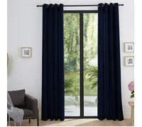 Paire de rideaux tamisants à œillets Effet Lin ""Moonlight"" Bleu Nuit
