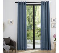 Paire de rideaux tamisants à œillets Effet Lin ""Moonlight"" Bleuet