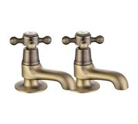 Paire de robinets piliers de lavabo en bronze brossé antique double mitigeur d'évier de salle de bain à levier croisé 2 pièces victorien traditionnel classique Peppermint