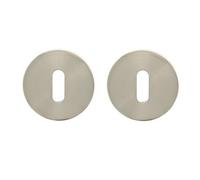 Paire de rosaces de fonction rondes - acier nickelé mat -diamètre 48mm - clé L CADAP