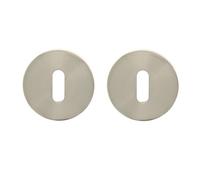 Paire de rosaces de fonction rondes - acier nickelé mat -diamètre 48mm - clé L CADAP