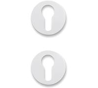Paire de rosettes avec trou cylindrique compatible avec trou Yale, douilles de serrure de porte - rosettes vendues par paire (ronde, blanche)