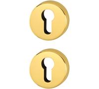 Paire de rosettes avec trou cylindrique compatible avec trou Yale, douilles de trou de serrure de porte - Rosettes vendues par paire (ronde, laiton poli)