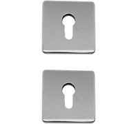Paire de rosettes avec trou cylindrique compatible avec trou Yale, évents de serrure de porte - Rosettes vendues par paire (carrée, chrome satiné)