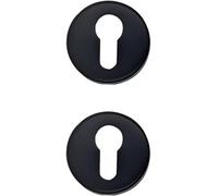Paire de rosettes avec trou cylindrique pour porte compatible avec trou Yale, boîtiers de serrure pour porte - Rosettes vendues par paire (ronde, noire)