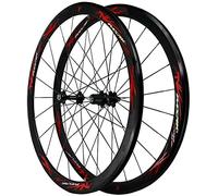 Paire de Roues 700C, vélo Route 40 mm, Mat, Largeur 20, Convient aux Cassettes 7 à 12 Vitesses, QR, VTT(Black Hub Red)