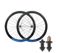 Paire De Roues Avant Et Arrière for Vélo Gravel 700C, Moyeux Freins À Disque avec Blocage Central, Jantes en Alliage D'aluminium Double Paroi 45 Mm, Cassette QR 100/135(Negro,700C Blue)