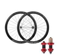 Paire De Roues Avant Et Arrière for Vélo Gravel 700C, Moyeux Freins À Disque avec Blocage Central, Jantes en Alliage D'aluminium Double Paroi 45 Mm, Cassette QR 100/135(Rojo,700C Gray)