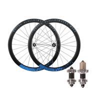 Paire De Roues Avant Et Arrière for Vélo Gravel 700C, Moyeux Freins À Disque avec Blocage Central, Jantes en Alliage D'aluminium Double Paroi 45 Mm, Cassette QR 100/135(Plata,700C Blue)