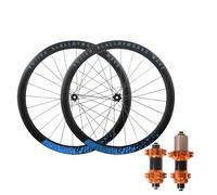 Paire De Roues Avant Et Arrière for Vélo Gravel 700C, Moyeux Freins À Disque avec Blocage Central, Jantes en Alliage D'aluminium Double Paroi 45 Mm, Cassette QR 100/135(Oro,700C Blue)