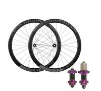 Paire De Roues Avant Et Arrière for Vélo Gravel 700C, Moyeux Freins À Disque avec Blocage Central, Jantes en Alliage D'aluminium Double Paroi 45 Mm, Cassette QR 100/135(Púrpura,700C Gray)