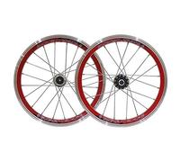 Paire De Roues Avant Et Arrière for Vélo Pliant 16 Pouces, Freins V-Brake, Moyeu 11 Vitesses 20 Trous, Blocage Rapide, Jante Double Couche(Red)