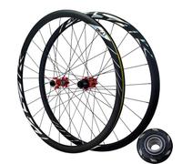 Paire De Roues Avant Et Arrière for Vélo Route 700C, 24 Trous, 4 Roulements Étanches, Axe Traversant 12 X 100 Mm, Jante Double Paroi en Alliage D'aluminium, Vitesses, Pneus 23-45C(Rojo)