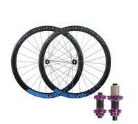 Paire De Roues Avant Et Arrière for Vélo Route/Gravel, Jantes en Alliage D'aluminium 700C, Axe Traversant Double Paroi 45 Mm, Cassette 12 X 100/12, Moyeux 142, Freins(Púrpura,700C Blue)