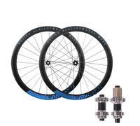 Paire De Roues Avant Et Arrière for Vélo Route/Gravel, Jantes en Alliage D'aluminium 700C, Axe Traversant Double Paroi 45 Mm, Cassette 12 X 100/12, Moyeux 142, Freins(Plata,700C Blue)