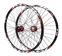 Paire De Roues Avant Et Arrière for VTT Polyvalent, avec Axe Traversant, Blocage Rapide, 26, 27,5 29 Pouces, Frein À Disque, Jante 6 Fixations(Logotipo Rojo de Red Hub,26inch)