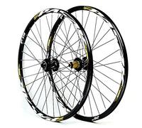 Paire De Roues Avant Et Arrière for VTT Polyvalent, avec Axe Traversant, Blocage Rapide, 26, 27,5 29 Pouces, Frein À Disque, Jante 6 Fixations(Logotipo Dorado de Black Hub,26inch)