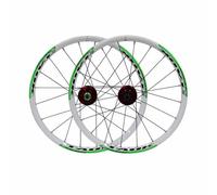 Paire De Roues BMX/VTT 20" 406 Roue Avant/arrière À Dégagement Rapide 100/135 Mm, Jante en Alliage D'aluminium pour Vélo Pliant, Cassette 7, 8, 9 Vitesses, Frein À Disque(White Green)