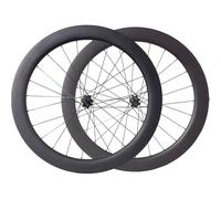 Paire de roues de frein à disque en carbone de 50 mm pour vélos de route 700 C - Essieu traversant, largeur intérieure de 21 mm, sans chambre à air, cliquet 36T, performance légère et durable