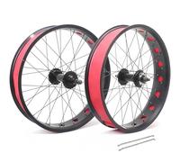 Paire de Roues de Motoneige Fat Tire 20/24/26" X 4.0" Moyeux Avant et Arrière 36 Trous, Freins a Disque, Blocage Rapide pour Roue Libre 7/8/9/10 Vitesses, Rayons 14G Black,20"