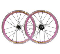 Paire de Roues de vélo 16 Pouces à pignon Fixe, 11 Dents, Jante V-Brake, 20 Rayons, Vitesse Unique, pour Enfants, vélo Pliant, BMX, VTT, 1 249 g (Couleur : Rose, Taille : 16 Pouces)