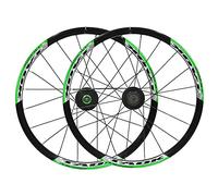 Paire de Roues de vélo 20 Pouces 406 BMX, Jante de vélo Pliant VTT, Frein à Disque, moyeu à dégagement Rapide 20H pour Cassette 7, 8, 9 Vitesses, 1580 g (Couleur : Noir, Vert, Taille : 406)
