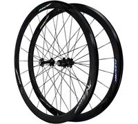 Paire De Roues De Vélo 700C, Roues De Cyclisme en Fiber De Carbone, Arbre Plat De 40MM, 4 Roulements, Paire De Roues De Vélo De Route avec Frein AVC Black,700C/40MM