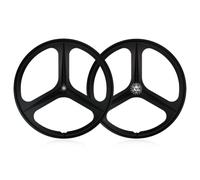Paire de Roues de vélo à pignon Fixe 700C avec pignons Fixes 17T, axe Solide 10/120mm 3 Rayons, magnésium Jantes de vélo intégrées Frein en V Roues de vélo de Piste à Vitesse Unique