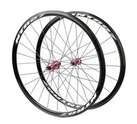 Paire De Roues De Vélo À Pignon Fixe 700C en Alliage D'aluminium Roues Avant Et Arrière Frein C Vélo De Piste 20H 24H Avant Et Arrière(Pink hub)