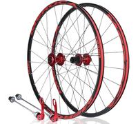 Paire De Roues De Vélo De Montagne À Dégagement Rapide 26/27,5 Pouces Jantes En Alliage D'aluminium Double Couche Moyeux De Frein À Disque 32 Trous Pour Cassette 8/9/10/11 Vitesses,Rouge,26inch