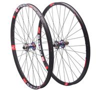 Paire de roues de vélo de montagne de 26, 27,5, 29 pouces, freins à disque, essieu traversant, jantes en alliage d'aluminium, moyeu 32H pour cassette 8, 9, 10, 11, 12 vitesses (multicolore, 73,7 cm)