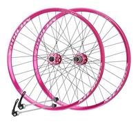 Paire De Roues De Vélo De Route, 26"/27,5" en Alliage D'aluminium Avant 2 Arrière 5 Moyeux Peilin, Frein À Disque À Dégagement Rapide, for Vitesses 7/8/9/10/11, Arc-en-Ciel(Pink,26inch)