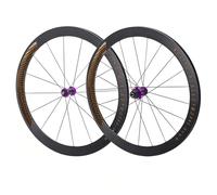Paire De Roues De Vélo De Route 700C 100/130mm QR 30/40/50mm Jantes en Alliage D'aluminium À Double Paroi, Frein À C/V Roues Avant Et Arrière, Cassette HG 7-12 Vitesses 16H/21H(Purple Hub,30mm)