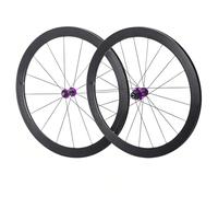 Paire De Roues De Vélo De Route 700C Frein À C/V Jantes À Double Paroi en Aluminium 30/40/50mm Roues À Dégagement Rapide 100/130mm, Cassette HG 7-12 Vitesses 16H/21H(Purple Hub,50mm)