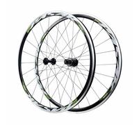 Paire De Roues De Vélo De Route 700C Frein À C/V Jantes De Vélo À Double Paroi De 30mm, Roues Avant Et Arrière en Aluminium, Cassette 7-12 Vitesses, QR 100/130mm, 20/24trous(Black Green)