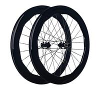 Paire De Roues De Vélo De Route 700c Jante en Carbone 6560mm, Roue Tubeless Ready, Axe Traversant Center Lock Cliquet 36T Roulements en Céramique, Cassette 8/9/10/11/12 Vitesses, HG/XDR(36T HG)