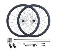 Paire De Roues De Vélo De Route 700C Jantes en Carbone 40mm Frein C/V Roues Avant Et Arrière À Dégagement Rapide De 100/130mm, Roulement Scellé, 4 Pales, Cassette 8/9/10/11 Vitesses