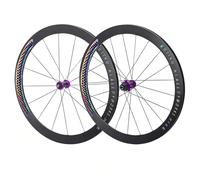 Paire De Roues De Vélo De Route en Aluminium 700C Jantes À Double Paroi 30/40/50mm Roues Avant Et Arrière avec Frein À C/V 100/130mm QR, Cassette HG 7-12 Vitesses 16H/21H(Purple Hub,40mm)