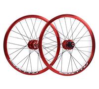 Paire de Roues de vélo Pliable VTT 20'' 406 mm Jante BMX Freins V/Disc Roues à dégagement Rapide Moyeu 24H pour Cassette 7/8/9/10/11 Vitesses (Taille : 20'' Rouge)