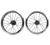 Paire De Roues De Vélo Roues De Vélo 14/16 Pouces, Jantes en Alliage Double Paroi, Moyeu Monovitesse 9T, 20 Trous, Adaptées Aux Vélos Pliants Monovitesse(Schwarz,16")