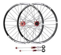 Paire De Roues De Vélo VTT 26/27,5/29 Pouces 32 H, Dégagement Rapide/essieu Traversant, Double Moyeu De Vélo Avant 2 Arrière 4 Roulements, Jantes À Double Paroi(Red,26inch)