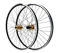 Paire De Roues De Vélo VTT 26/27,5/29 Pouces, Roues Avant Et Arrière avec Double Disque À Six Trous, Roues en Aluminium avec 2 Rayons, Profitez De Votre Balade(Gold,26inch)