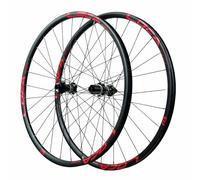 Paire De Roues De VTT 26/27.5/29 Pouces, Jantes Double Paroi en Alliage D'aluminium, Roue Avant Arrière À Axe Traversant 100/142mm, Cliquet 54T, Freins À Disque, 8/9/10/11 Vitesses(Black Red,26")