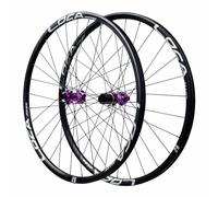 Paire De Roues De VTT 26/27.5/29 Pouces, Jantes Double Paroi en Alliage D'aluminium, Roue Avant Arrière À Axe Traversant 100/142mm, Cliquet 54T, Freins À Disque, 8/9/10/11 Vitesses(Black Purple,26")