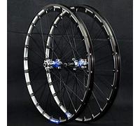 Paire de Roues de VTT 26/27,5 Pouces, Jantes Avant et arrière à dégagement Rapide, Jantes en Alliage CNC à Double paroi 24 Trous pour Vitesses 7/8/9/10/11/12 (Couleur : moyeu Bleu Titane, Taille : 26