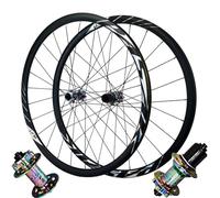 Paire de Roues de VTT Pneus Tout-Terrain 700C 2 Roulements Avant Et 4 Roulements Arrière Freins à Disque 24 Trous Jantes à Double Paroi Compatibles avec Les Pneus 23C-45C.