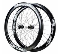 Paire De Roues en Clincher 700C*23-45C Jantes De Vélo De Route en Carbone 50mm F15/12 * 100mm R12*142mm Roues À Axe Traversant, Cassette 7-12 Vitesses, Cliquet 54T(Black,F12 R12-Clincher)