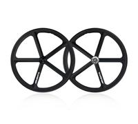 Paire De Roues Mag 700C Noires À 5 Rayons Pignon Fixe Frein V Roues Avant Et Arrière De 120 Mm pour Pneus 700 X 23-28C(Pair of Wheels)