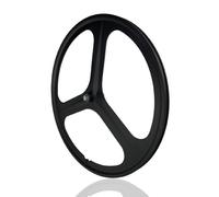 Paire De Roues pour Vélo À Pignon Fixe 700C 3 Rayons Vélo De Piste Roues Avant Et Arrière Alliage De Magnésium Frein V-Brake Axe Plein 100/120mm Moyeux pour Vitesse Unique(Black,Front)